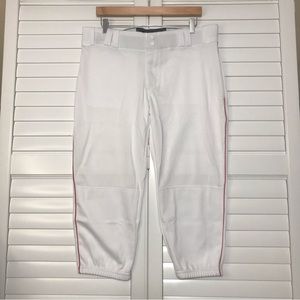 New Under Armour Softball Baseball Cropped Pants Size XL White Red Unisex